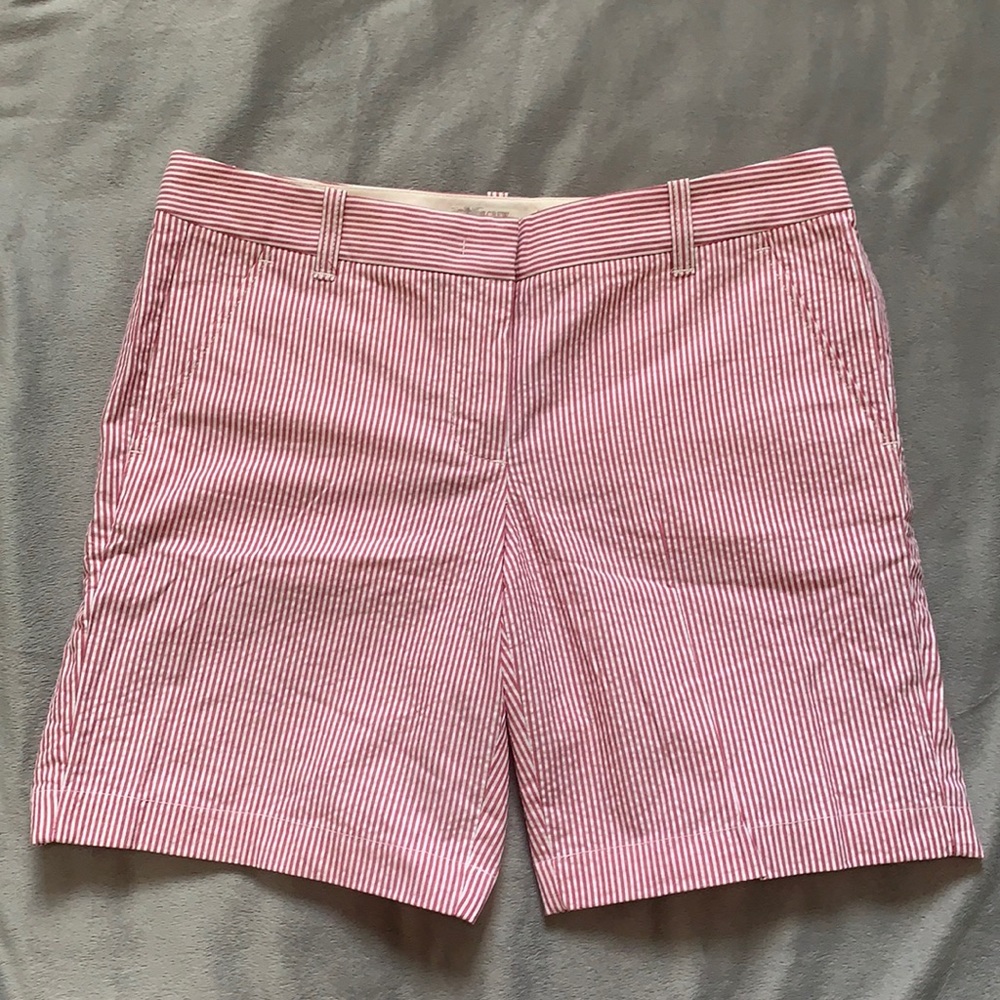 J. Crew Bermuda Shorts, Red & White Stripe, size 4